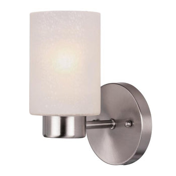 Sylvestre One-Light Interior Wall Fixture, Brushed Nickel Finish with Frosted Seeded Glass
