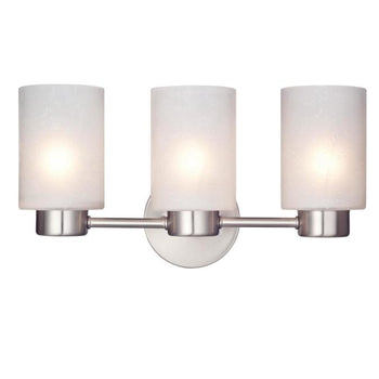 Sylvestre Three-Light Interior Wall Fixture, Brushed Nickel Finish with Frosted Seeded Glass