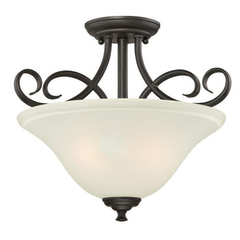 Dunmore 15-Inch Two-Light Indoor Semi-Flush Mount Ceiling Fixture, Oil Rubbed Bronze Finish
