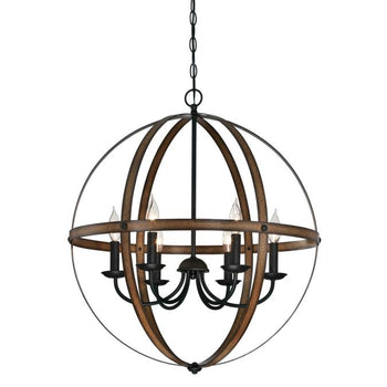 Stella Mira Six-Light Indoor Chandelier, Barnwood and Oil Rubbed Bronze Finish