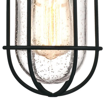 Crestview One-Light Outdoor Pendant, Textured Black Finish