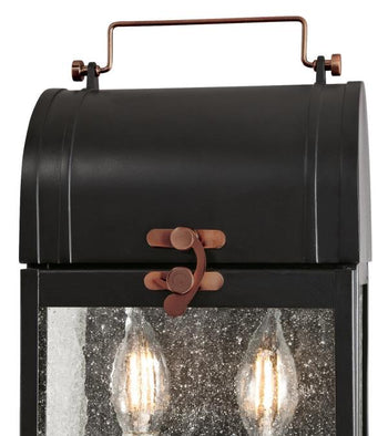 Mulberry Two-Light Outdoor Wall Fixture, Matte Black Finish with Washed Copper Accents