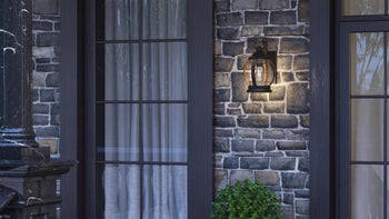 Canyon One-Light Outdoor Wall Fixture, Textured Black and Barnwood Finish
