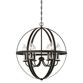 Stella Mira Six-Light Outdoor Chandelier, Oil Rubbed Bronze Finish with Highlights