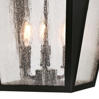Valley Forge Three-Light Outdoor Pendant, Matte Black Finish with Washed Copper Accents
