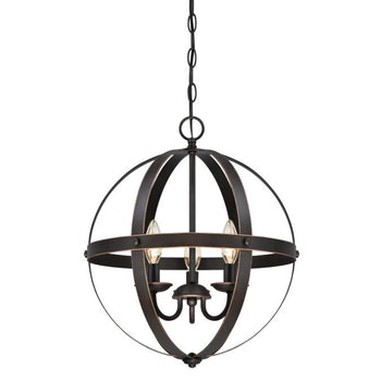 Stella Mira Three-Light Indoor Chandelier, Oil Rubbed Bronze Finish with Highlights