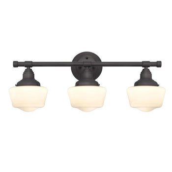 Scholar Three-Light Wall Fixture, Oil Rubbed Bronze Finish with White Opal Glass