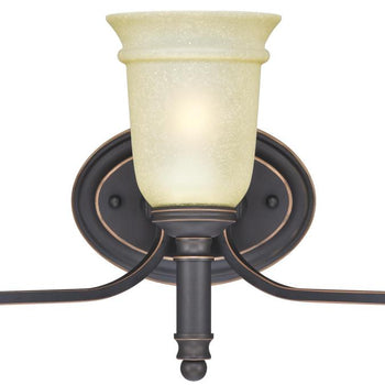 Montrose Three-Light Wall Fixture, Oil Rubbed Bronze Finish with Highlights and Mocha Scavo Glass