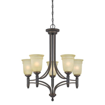 Montrose Five-Light Indoor Chandelier, Oil Rubbed Bronze Finish with Highlights and Mocha Scavo Glass