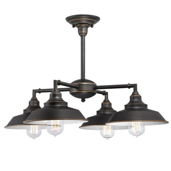 Iron Hill Four-Light Indoor Convertible Chandelier/Semi-Flush Ceiling Fixture, Oil Rubbed Bronze Finish with Highlights