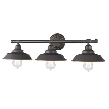 Iron Hill Three-Light Wall Fixture, Oil Rubbed Bronze Finish with Highlights