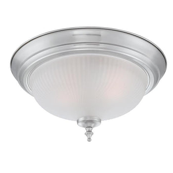 Two-Light Indoor Flush Ceiling Fixture, Brushed Nickel Finish with Frosted Swirl Glass, 2-Pack