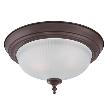 Two-Light Indoor Flush Ceiling Fixture, Oil Rubbed Bronze Finish with Frosted Swirl Glass, 2-Pack