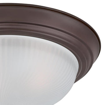 Two-Light Indoor Flush Ceiling Fixture, Oil Rubbed Bronze Finish with Frosted Swirl Glass, 2-Pack