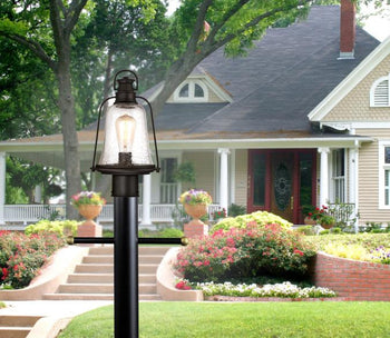 Brynn One-Light Outdoor Post-Top Fixture, Oil Rubbed Bronze Finish with Highlights