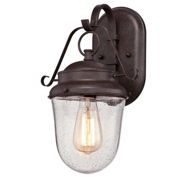 Elmwood One-Light Outdoor Wall Fixture, Aged Brown Finish