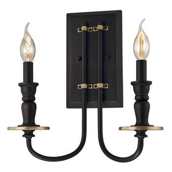 Cresting Two-Light Indoor Wall Fixture, Oil Rubbed Bronze Finish