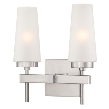 Chaddsford Two-Light Indoor Wall Fixture, Brushed Nickel Finish