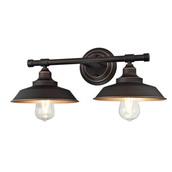 Iron Hill Two-Light Indoor Wall Fixture, Oil Rubbed Bronze Finish with Highlights