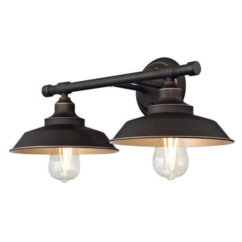 Iron Hill Two-Light Indoor Wall Fixture, Oil Rubbed Bronze Finish with Highlights