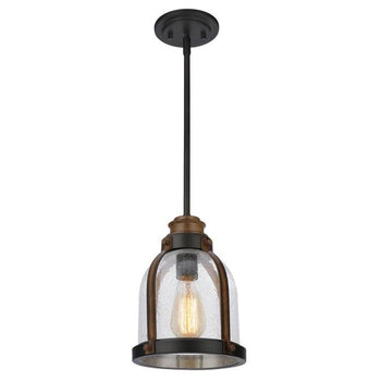 Cindy One-Light Indoor Mini Pendant, Oil Rubbed Bronze Finish with Barnwood Accents
