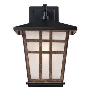 Rollins One-Light Outdoor Wall Fixture, Matte Black Finish with Barnwood Accents