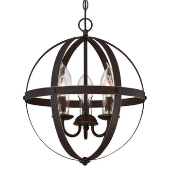 Stella Mira Three-Light Outdoor Chandelier, Oil Rubbed Bronze Finish with Highlights