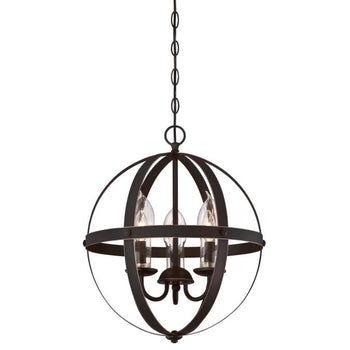 Stella Mira Three-Light Outdoor Chandelier, Oil Rubbed Bronze Finish with Highlights