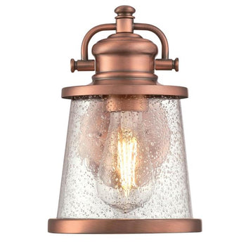 Emma Jane One-Light Outdoor Wall Fixture, Washed Copper Finish
