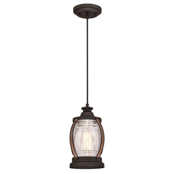 Canyon One-Light Indoor Mini Pendant, Oil Rubbed Bronze Finish with Barnwood Accents