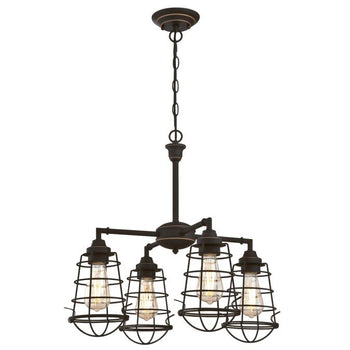 Nolan Four-Light Indoor Chandelier/Semi-Flush Mount Ceiling Fixture, Oil Rubbed Bronze Finish with Highlights