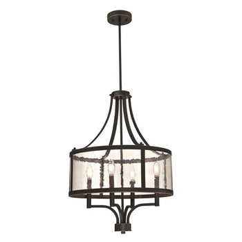 Belle View Four-Light Indoor Chandelier, Oil Rubbed Bronze Finish with Highlights