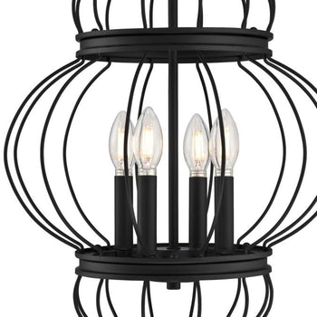 Salma Four-Light Indoor Chandelier, Matte Black Finish