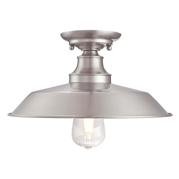 Iron Hill 12-Inch One-Light Indoor Semi-Flush Mount Ceiling Fixture, Brushed Nickel Finish