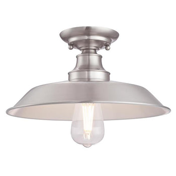 Iron Hill 12-Inch One-Light Indoor Semi-Flush Mount Ceiling Fixture, Brushed Nickel Finish