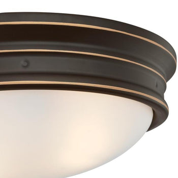 Meadowbrook 13-Inch Two-Light Indoor Flush Mount Ceiling Fixture, Oil Rubbed Bronze Finish with Highlights