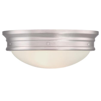 Meadowbrook 13-Inch Two-Light Indoor Flush Mount Ceiling Fixture, Brushed Nickel Finish