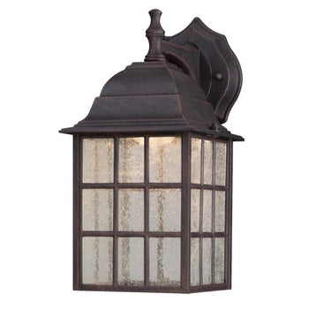 Dimmable One-Light LED Outdoor Wall Lantern, Weathered Patina Finish