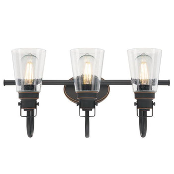 Ashton Three-Light Indoor Wall Fixture, Oil Rubbed Bronze Finish with Highlights