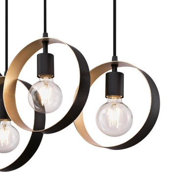 Olympus Five-Light Indoor Chandelier, Matte Black Finish with Textured Gold Accents
