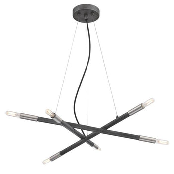 Felix Six-Light LED Indoor Chandelier, Distressed Aluminum Finish with Brushed Nickel Accents
