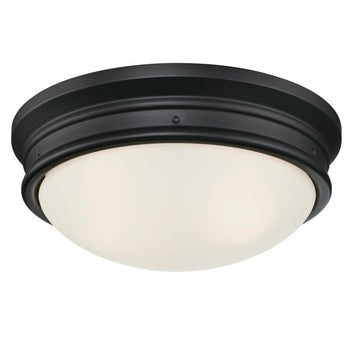 Meadowbrook 13-Inch Two-Light Outdoor Flush Mount Ceiling Fixture, Matte Black Finish