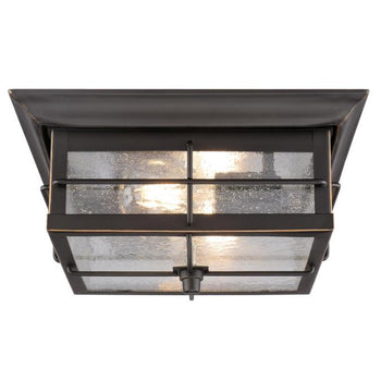 Orwell 11-Inch Two-Light Outdoor Flush Mount Ceiling Fixture, Oil Rubbed Bronze Finish