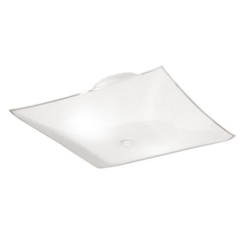 Two-Light Semi-Flush-Mount Interior Ceiling Fixture, White Finish with White Glass