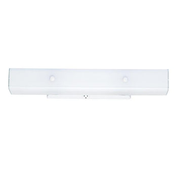 Four-Light Interior Wall Fixture with Ground Convenience Outlet, White Finish Base with White Ceramic Glass