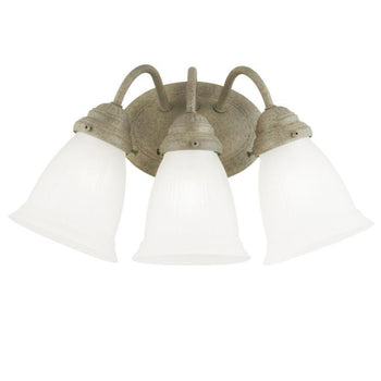 Three-Light Interior Wall Fixture, Cobblestone Finish with Frosted Glass