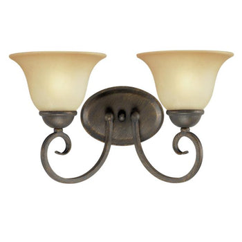 Two-Light Interior Wall Fixture, Ebony Bronze Finish with Aged Alabaster Glass