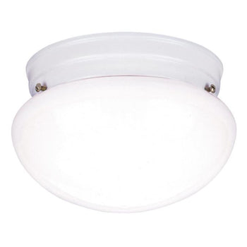 One-Light Flush-Mount Interior Ceiling Fixture, White Finish with White Glass