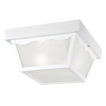 8-Inch Two Light Outdoor Flush Mount Ceiling Fixture, Black Finish on Polypropylene