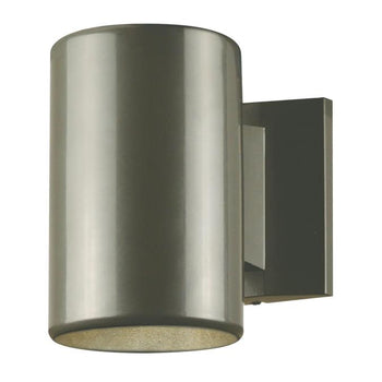 One-Light Outdoor Wall Fixture, Polished Graphite Finish on Steel Cylinder